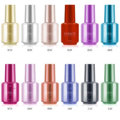 China Easy Apply 12 Colors Mirror Nail Polish Custom Logo UV Gel Nail Polish for sale