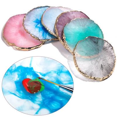 China Easy Apply 6 Colors Around Agate Stone Nail Palette Display Resin Nail Polish Palette for sale