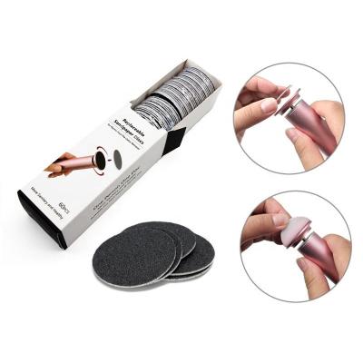 China Easy Apply Sandpaper Nail Pedicure Disk 60pcs Replaceable Metal Nail Sanding Electric Drill for sale