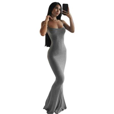 China Casual Anti-wrinkle 2022 High Waist Bodycon Kardashian Style Women Sleeveless High Waist Dress 2022 Long Dress Women Modest Evening Dress for sale