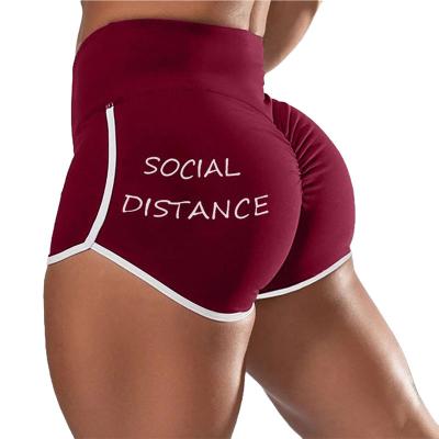 China Anti-Wrinkle Women's Joggers Sexy Waist Biker Top Shorts Print Sporty Women Workout Short Pants Fitness Gaiters Sports Yoga Gym Shorts for sale