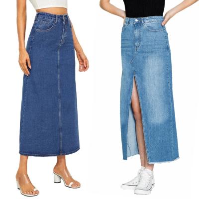 China Wholesale Anti-Static Women Jeans Long Denim Skirts For Ladies for sale