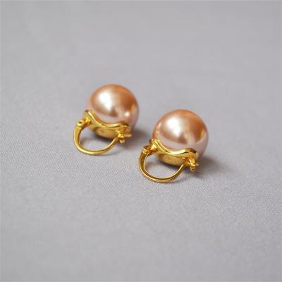 China Fashion QiCai style Korean simple freshwater pearl circle pear brass earrings for women for sale