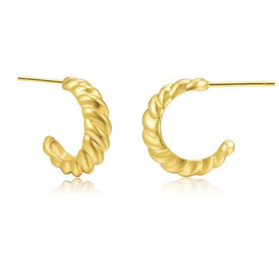 China Fashion QiCai Circle Stud Earrings Trendy 14k 18k Gold Twist Circle Stud Earrings for sale