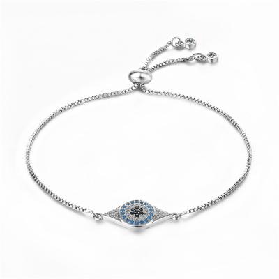 China Elegant/Fashion/Best Selling QiCai Fashion Jewelry Trendy Zircon Silver Inlaid Eye Shape Adjustable Bracelet for sale