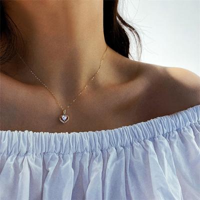 China FASHIONABLE Tasty Diamond Heart Pendant Necklace S925 Sterling Silver Made Heart Rhinestone Elegant Style From Qicai for sale