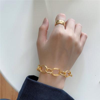 China Fashion QiCai Fashion Multi Circle S925 Sterling Silver Bangles 18k Gold Handmade High Quality Bracelet for sale