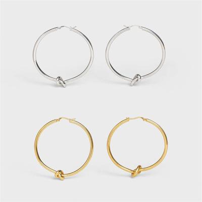 China Qicai New Trendy Fashion Style Design Creative Gold Plated Circle Knot Circle Earring New Big For Women for sale