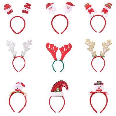 China Wholesale Soft Comfy Antlers Santa Claus Xmas Tree Hat Christmas Headband Hairband Kids Xmas Party Business Adult Hair Accessories for sale