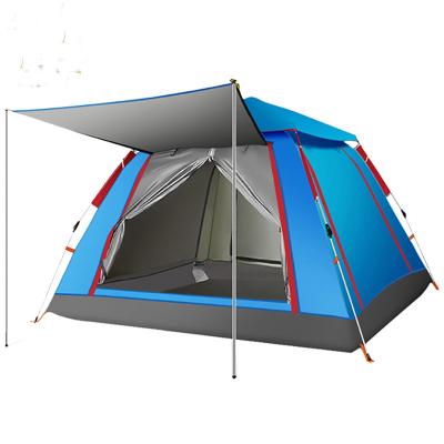 China Straight Tether Type 4 Person Outdoor Waterproof Four Season Tent Camp Family Camping Tent Have Screen Door And Mosquito Window for sale