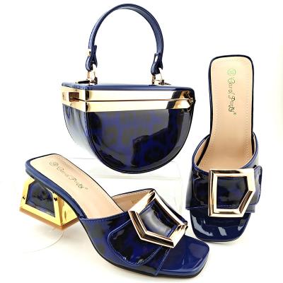 China 2021 Newest PU Material Disposable African Style Wedges Shoe And Matching Bag For Party And Wedding MD2801 for sale