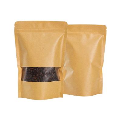 China Recyclable Best Selling Reusable Food Grade Kraft Paper Stand Up Pouch With Degassing One Way Valve for sale