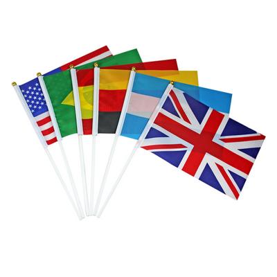 China Waterproof Cheap Custom Hand Fans Custom Printed Flags Mini National Hand Waving Flag For Display for sale