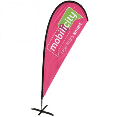 China Waterproof Custom Outdoor Double Sides Advertising Special Shape Teardrop Flag With X Cross Base for sale