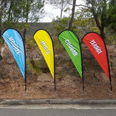 China Promotion Waterproof Flying Advertising 110g Knitted Polyester Printed Beach Teardrop Flag for sale