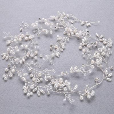 China Meiduo Fashion Sweet Elegant Pearl Crystal Bridal Headband For Women Long Hair Jewelry Accessories for sale