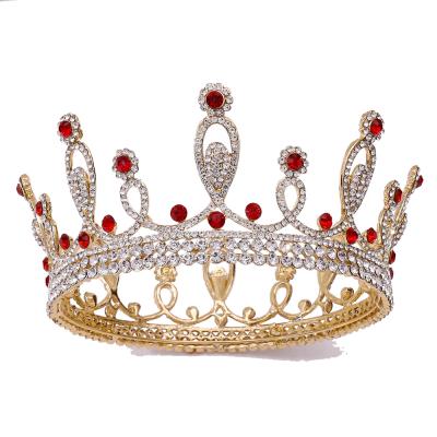 China Meiduo Wholesale Golden Head Tiara Crown of Bridal Bride Hair Accessories for Wedding Princess Full Round Crowns Hair Accessories for sale