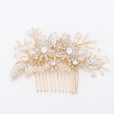 China Wedding Hair Accessorize Meiduo Wholesale Handmade Golden Chinese Bridal Accessories Wedding Flowers Hair Comb for sale