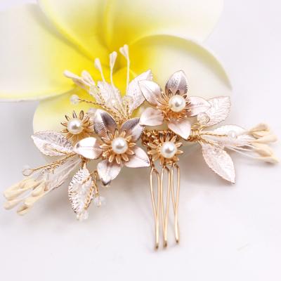 China Bridal Hair Accessories Custom Fancy Gold Foil Tiara Party Headpiece High Quality Wedding Hair Bridal Hair Combs for sale