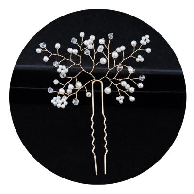 China Meiduo Pearl Flower Wedding Sweet Handmade Jewelry Crystal Bridal Hair Accessories U Shape Hair Pins for sale