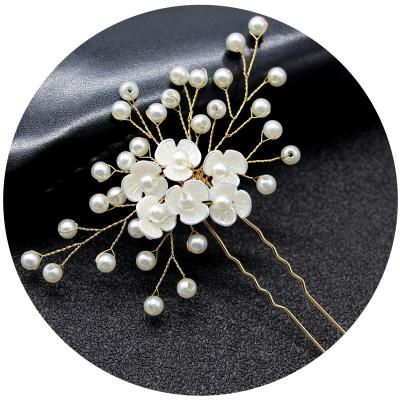 China Fashion Meiduo Wedding Bridal Flower Hair Accessories Popular Women U Shaped Crystal Hair Pins Ornaments For for sale