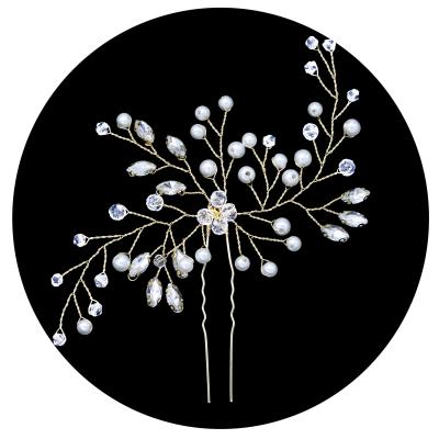 China Fashion Meiduo U Shape Luxury Pearl Alloy Bridal Hair Pins Wholesale Rhinestone Wedding Hair Pins Hair Accessories for sale