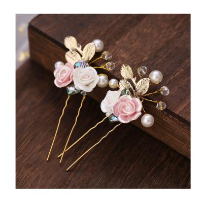 China Meiduo Fashion Crystal Pearls Girls Jewelry Small Flower Hair Clip Wedding Accessories Bridal Hair Pins for sale