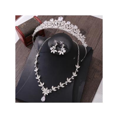 China Tiara Meiduo Girl Princess Birthday Crystal Bridal Crown Necklace Earrings Bride Hair Accessories Party Wedding Jewelry Sets Women for sale