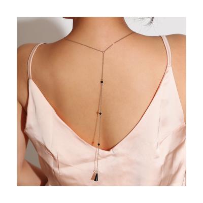 China Elegant Meiduo Crystal Pendant Back Chain For Decoration Women Dress Accessories Long Tassel Pendant Bridal Necklace for sale