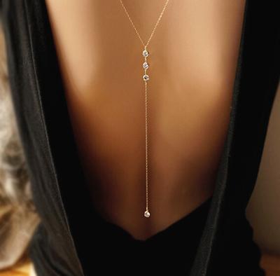 China Meiduo Fashion Women Body Chain Jewelry Rhinestone Bikini Multilayer Necklace Crystal Pendant Back Chain Decoration for sale