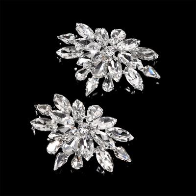 China Meiduo Handmade Shinning Bridal Shoe Clip Crystal Rhinestone Shoe Buckle Metal Silver Decoration Shoe Buckle for sale