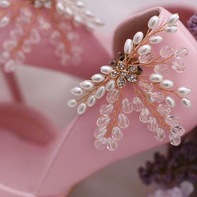 China Shoe Buckle Meiduo Shape Crystal Beads Handmade Shoe Clips Decoration Rhinestone Flower Shoe Buckle Accessories for sale