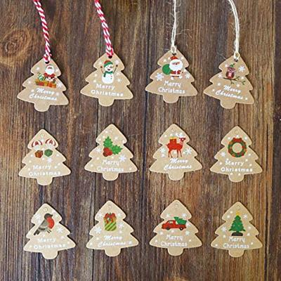 China Other Merry Christmas Acrylic Wooden Bulk Self Adhesive Gift Tags Hang Kraft Paper Cards Stocking Stickers Tag Gift Tag for sale