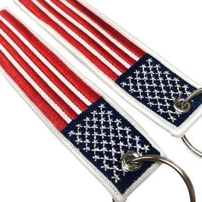 China Wholesale Custom Two Sides Trend New Product Sew On Embroidery Flag Head Chain Short Lanyard for sale