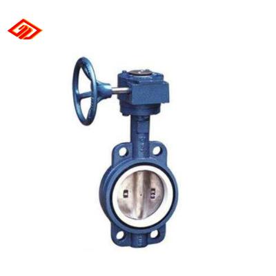 China Newest General DN150 6 Inch Malleable Iron NBR EPDM PTFE Rubber Seal Wafer Type Butterfly Valve With Worm Gear Actuator for sale