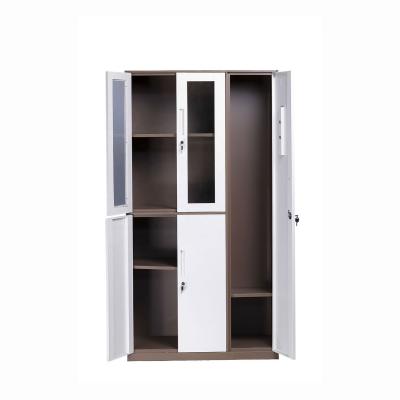 China YUANJU 5 Door Adjustable Design (Other) Modern Office Locker With Cabinet Glass Steel Storage Cabinet Metal Furniture Office Glass Door for sale