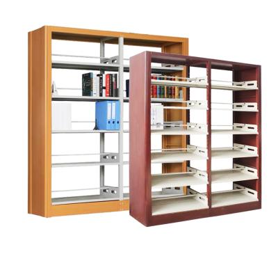 China YUANJU Modern Factory Selling Metal Steel Book Shelves Storage School Furniture Double Sided Industrial Reading Room Library Shelf for sale