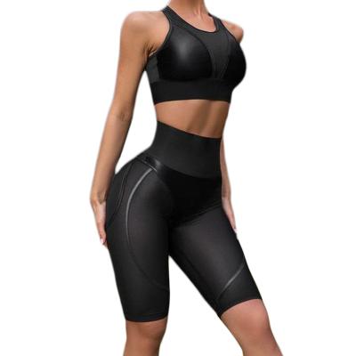 China Popular Style Elastic Breathable Polyester 0.5Kg Elastic Yoga Shorts Sets Fitness Women for sale