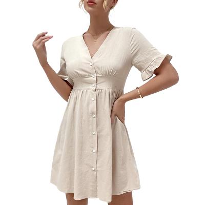 China 2021 Lady Elegant Casual Women's Summer High Quality Anti-static High Waist Polyester Dresses Women's Dress for sale