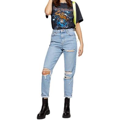 China Sustainable Fashionable Mujer Fashion High Waist Women Denim Mom Jeans for sale