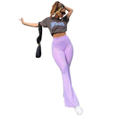 China 2021 Anti-Static Women Fall Casual Solid Purple Rocket Pants for sale