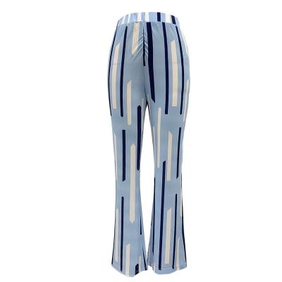 China Anti-pilling Plus Size Clothing Striped High Waist Ladies Flare Pants for sale