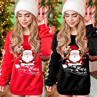 China Anti Shrinkage Plus Size Crew Neck Santa Printed Casual Christmas Sweater for sale