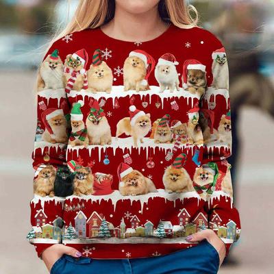 China Custom Womens Red Christmas Long Sleeve Sweater Anti Shrink Sweatshirt for sale