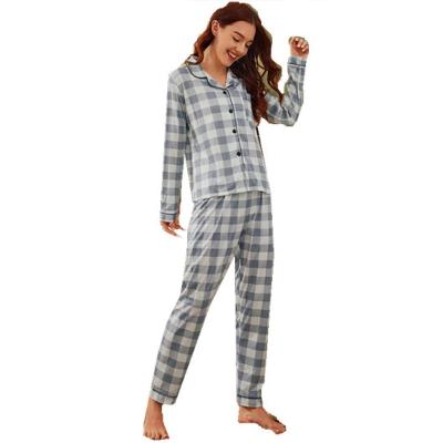 China 2022 Women QUICK DRY Designer Loungewear Plaid Pajamas Two Piece Sets for sale