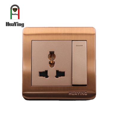 China ABS/PC Pakistan Plastic Standard 13A Rose Gold Universal Wall Socket 3 Terminal Switched Switch for sale