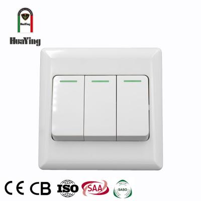 China White ABS/PC Plastic 86*86mm PC 86*86mm Two Way Multi Control 3 One Three Gang Light Button Electric Wall Switch for sale