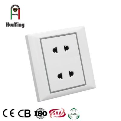 China Home Indoor White Plastic 220v In Wall Outlet 2pin Double Multiple Socket Outlet for sale