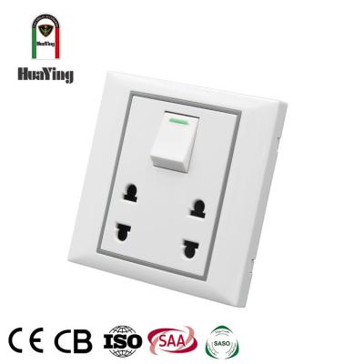 China CE SAA CCC 10A 250V 2 Strip 2 Terminal Two Post Ellipse Home Plastic White Sockets With Wall Switch for sale