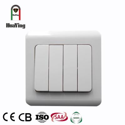 China ABS/PC 10A Thailand Plastic Electrical Switch 4 Way Dual Strip Lamp Switch for sale